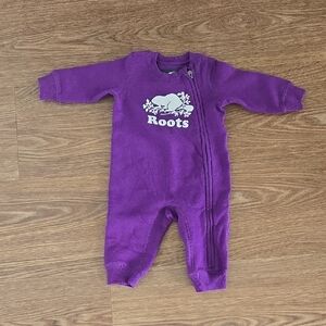 Roots Purple Baby Footed One-Piece Romper with Front Zip